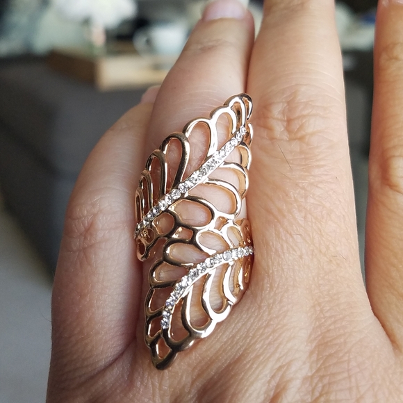 Swarovski Jewelry - Swarovski Elements Gold Plated Leaf Ring NEW